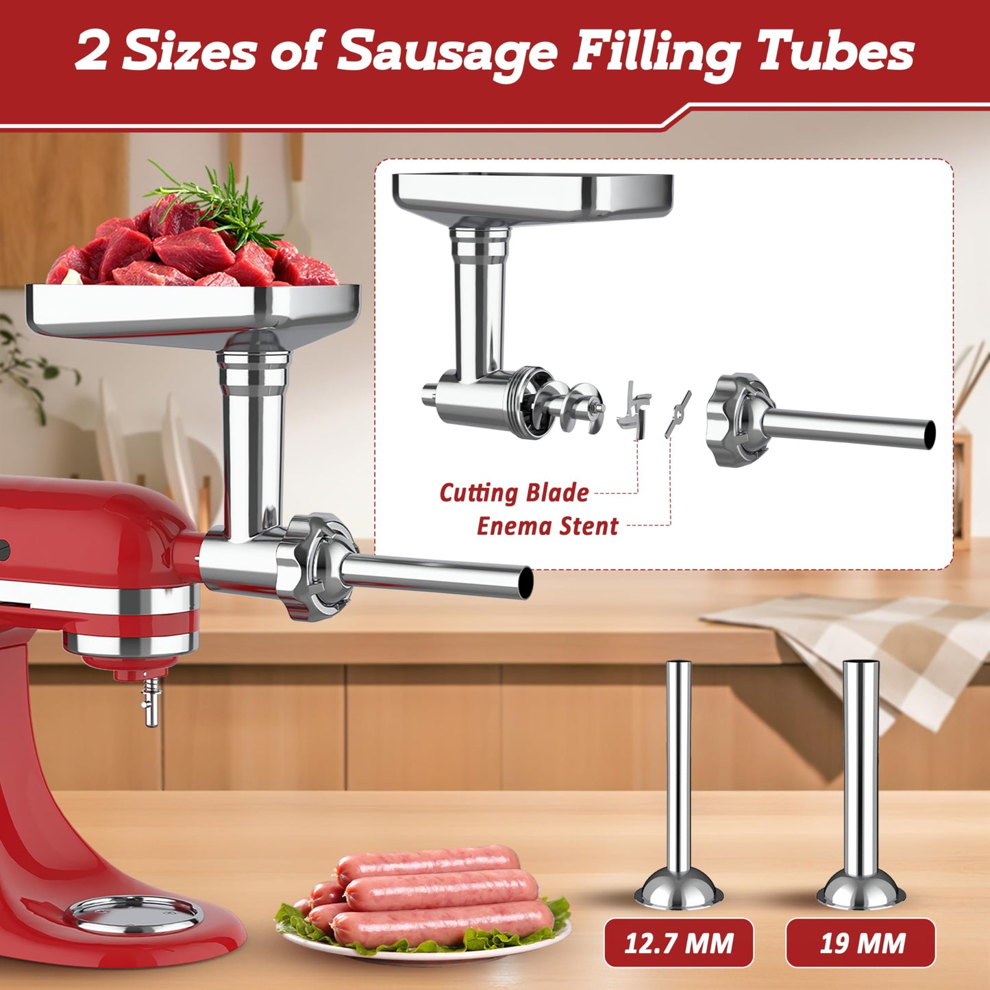 KitchenAid robotgép készlet - fém húsdarálót és beöntőcsővel tartalmaz
